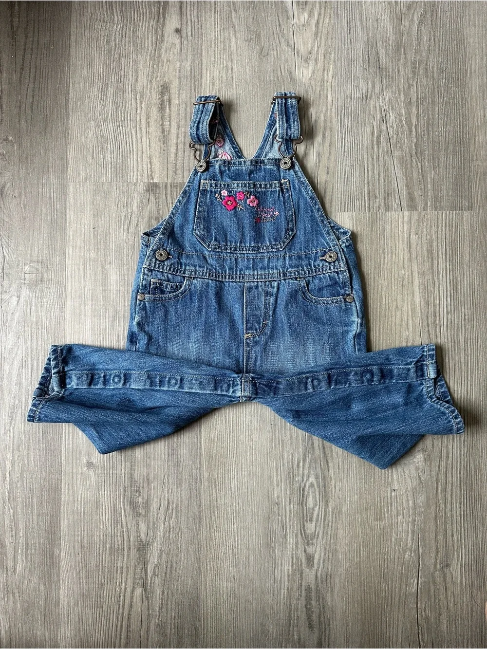 Oshkosh Denim Floral Embroidered Kids Overalls - Blue 18m